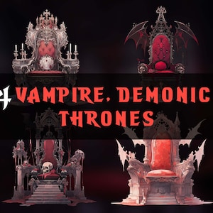 VTuber Vampire Throne, Demonic Gothic Chair Asset (PNG Files)