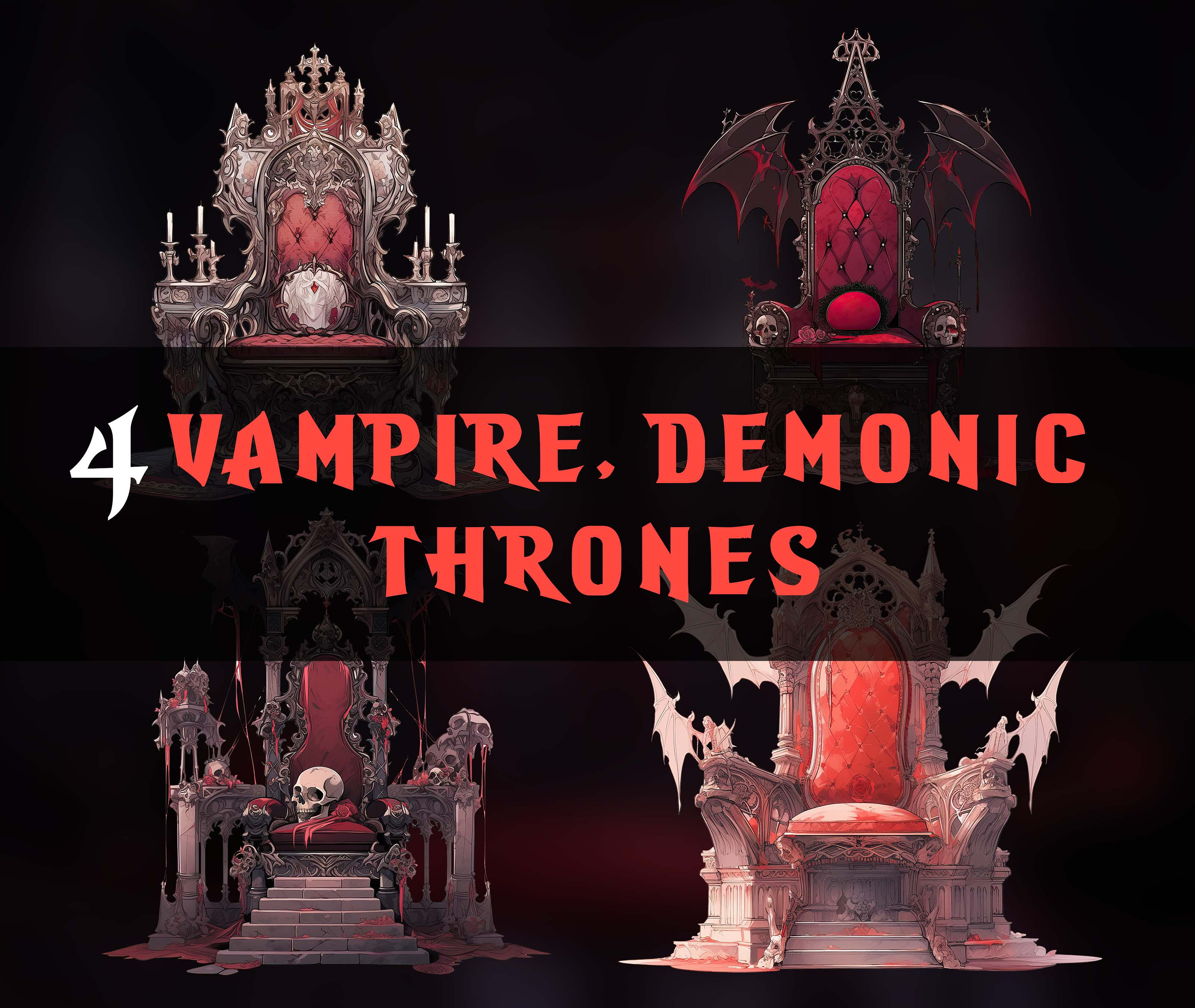 VTUBER Chair Throne 4 Vampire Demonic Gothic Chairs VTUBER