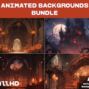 4 ANIMATED BACKGROUNDS | Helloween Background | Vampire Castle Looped Vtuber Twitch Stream Overlay Background | FullHD Animated BACKGROUNDS