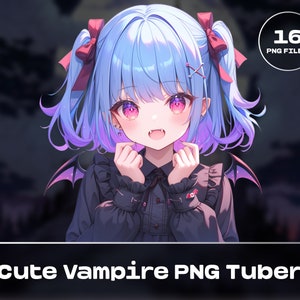 Anime Vampire Girl PNGTuber | Cute Ready Vampire Avatar For Streaming | Premade PNGTuber Cute Vampire Twitch Discord Game Streamer