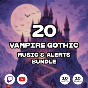 Vampire Gothic Music and Alerts Bundle for Twitch YouTube (10 Tracks, Audio Alerts)