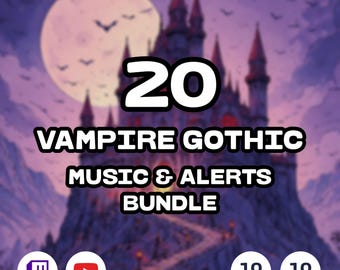 Paquete de música y alertas góticas de vampiros para Twitch y YouTube (10 pistas, alertas de audio)