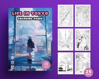 Anime Coloring Book, "Life in Tokyo" Theme (PDF & JPEG)
