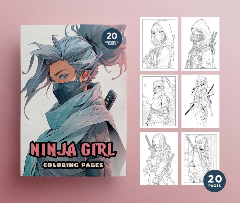 ANIME ninja Girl Coloring Book of Girls Ninjas Etsy