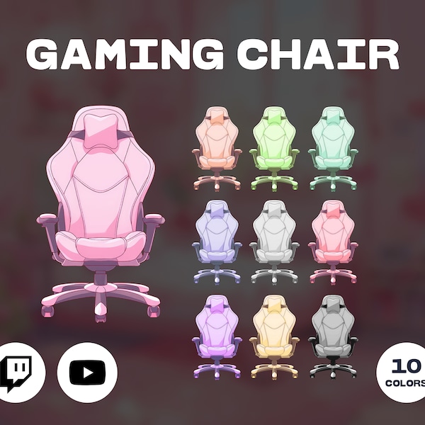 Vtuber Gaming Chair | 10 colors set | V Tuber Asset | png tuber, vtuber, live streaming, stream, twitch, youtube, obs | ready to use