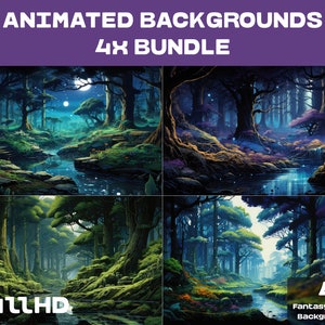 4 ANIMIERTE HINTERGRÜNDE | Fantasy Wald Hintergrund | Wald Looped Vtuber Twitch Stream Overlay Hintergrund | FullHD Animierte HINTERGRÜNDE