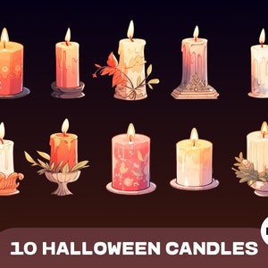 Twitch Halloween Candles - 10 Halloween Stream Overlays And VTuber Overlays - PNG Candles, Halloween Background VTuber Assets