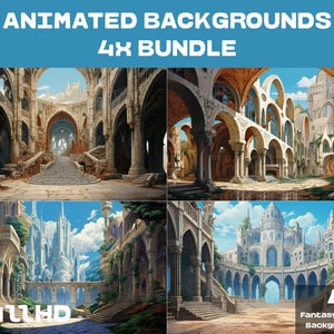 4 GEANIMEERDE ACHTERGRONDEN | Fantasie kasteel achtergrond | Kasteel Looped Vtuber Twitch Stream Overlay Achtergrond | FullHD geanimeerde ACHTERGRONDEN