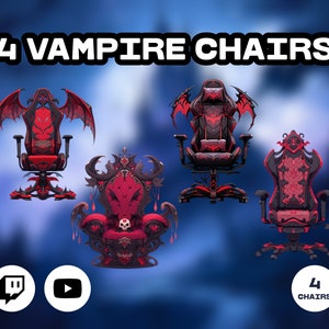 Chaise VTUBER, Trône - 4 Vampire, Chaises gothiques démoniaques, VTUBER Asset | Fichiers PNG de haute qualité | Sombre | Transparent