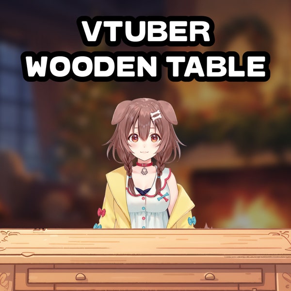 Vtuber Wooden Table Desk Asset | Assets for Vtuber - Props - Accessory | Digital Download