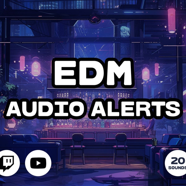 Twitch Sound Alerts - EDM Pack (notificaciones, transiciones, efectos de sonido para streamers, Vtubers, youtubers) 20 Alertas + Bonus Track