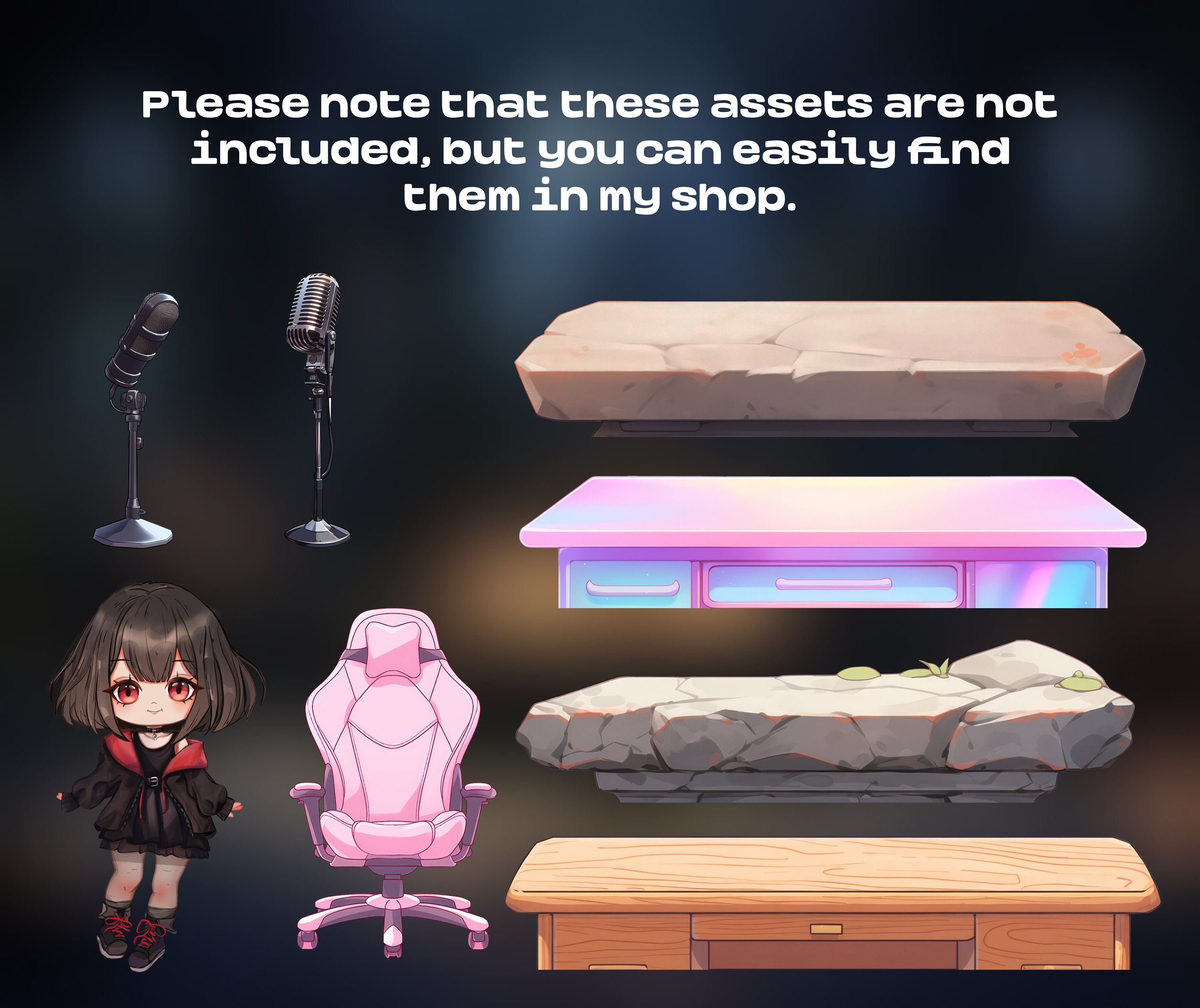 VTUBER 4 Cats Set, VTUBER Asset High Quality PNG Files Transparent