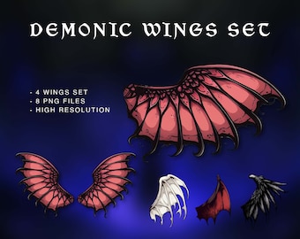 VTuber Demonic Vampire Wings, 4 PNG Set (Digital Download)