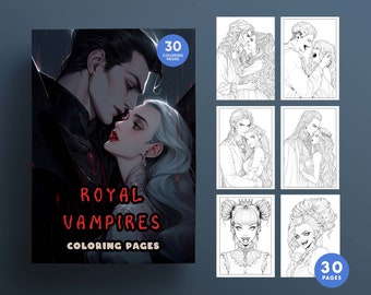 Royal Vampires Coloring Book, Manga Anime Pages (Instant Download)