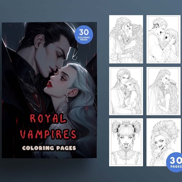 ROYAL VAMPIRES Coloring Book of Girls, Boys, Vampires, Dracula, Ghibli, High Quality coloring pages - jpeg - Instant Download