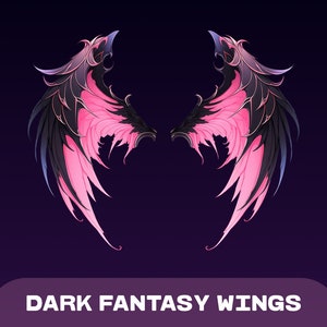 VTUBER Dark Fantasy Wings | Fantasy wings | Pink Wings | Vtuber Asset stream decoration || digital download