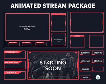 Animated Stream Overlay Package for Twitch, Valorant Gaming Theme Overlay, Valorant Overlay, Gaming Overlay Package