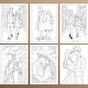 Anime Paare Malbuch, Manga Art, Ghibli-Stil (PDF & JPEG) Bild 3