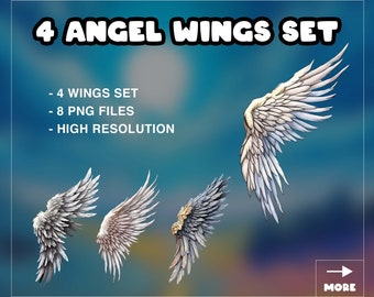 VTuber Angel Wings Set, Heaven, God Wings, PNG Asset (Digital Download)