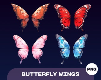 VTUBER Cute Butterfly, Fantasy, Cozy 4 Wings Set | butterfly wings | Vtuber Asset stream decoration || digital download