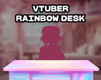 Vtuber Rainbow Metal Table Desk Asset | Assets for Vtuber - Props - Accessory | Digital Download