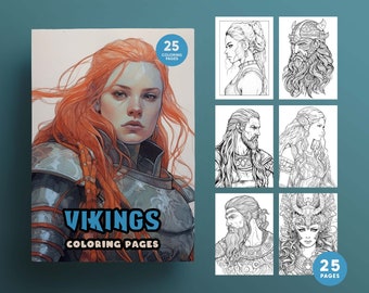 VIKINGS: A 25 Page Coloring Pages for Adults and Children, High Quality coloring pages - pdf and jpeg- Instant Download