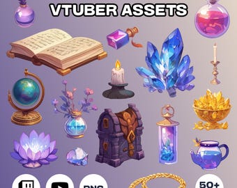 50+ Fantasy VTuber Assets Bundle, Transparent PNG Files (Digital Download)