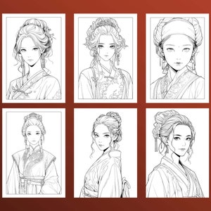 Anime Girl Coloring Book, Japanese Manga Art (PDF & JPEG) image 2