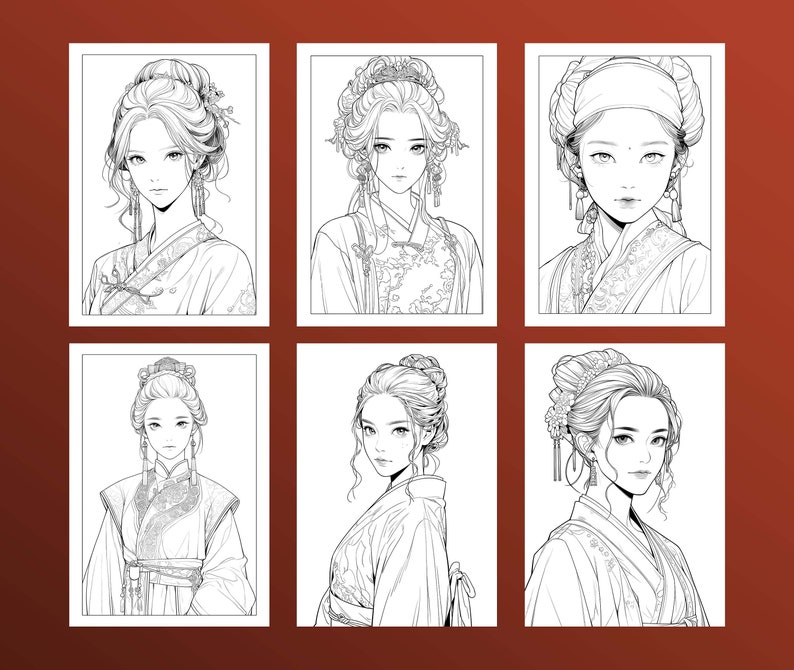 Anime Girl Coloring Book, Japanese Manga Art (PDF & JPEG) image 2