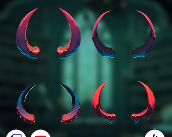 VTUBER Devil Demon Horns, Fantasy, Mysterious 4 Horns Set | Demon Horns | Vtuber Asset stream decoration || digital download