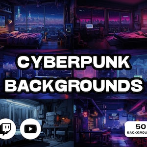 50 Vtuber Backgrounds, Cyberpunk Rooms, Stream Background, Virtual Background, Twitch Background, Zoom Backgrounds, Sci-Fi Rooms