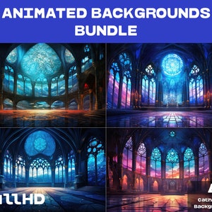 4 ANIMATED BACKGROUNDS | Gothic Cathedral Background | Gothic Looped Vtuber Twitch Stream Overlay Background | FullHD Animated BACKGROUNDS