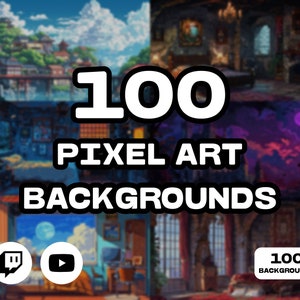 100 Pixel Art Backgrounds, Pixel Art Style, Stream Background, Virtual Background, Twitch Background, Vtuber Backgrounds, Anime Backgrounds