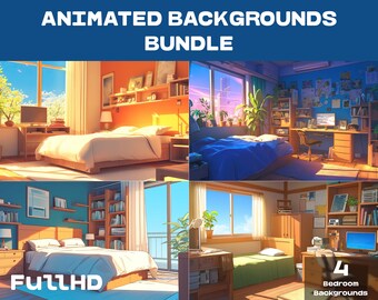 4 ANIMATED BACKGROUNDS | Modern Bedroom Background | Cozy LoFi Looped Vtuber Twitch Stream Overlay Background | Animated BACKGROUNDS