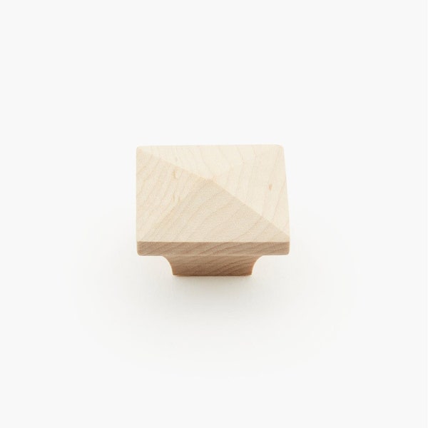 Wood Pyramid Shape Cabinet Knob, Shapes Knob - Kitchen Cabinet Knob - Vanity and Dresser Knob - Natural