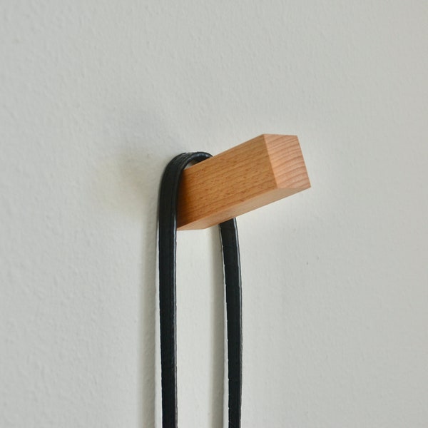Handmade Stylish Wood Wall Hook , Wall Hanger, Wood Peg Hook, Wall Hook, Hat Rack, Holiday Stocking Holder -Towel Hook - Walnut - Natural