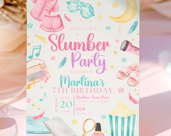 Editable Slumber Party Invitation Girl Slumber Party Invitation Slumber Party Favors Spa Party Invitation