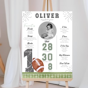 Erstes Jahr Down Meilenstein Zeichen 1. Jahr Down Meilenstein Zeichen First Down Geburtstag Erstes Jahr Zeichen Jungen Fußball Gastgeschenke