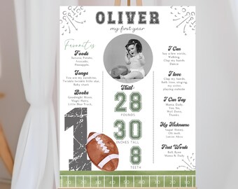 First Year Down Milestone Sign 1st Year Down Milestone Sign First Down Birthday First Year Sign Boy Football Party Favors