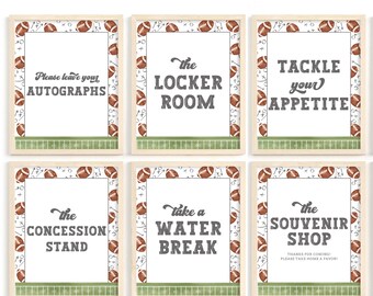 First Year Down Birthday Signs Set of 6 Six Football Birthday Signs Boy Football Party Signs