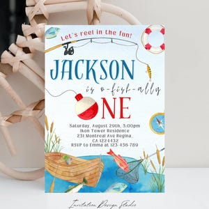 Editable Fishing Birthday Invitation Fishing 1st Birthday Invitation Fishing Party  Fish Birthday Party Fishing Invitation