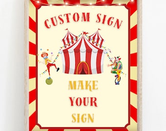 Carnival Theme Custom Sign Circus Theme Custom Sign Carnival And Circus Custom Sign