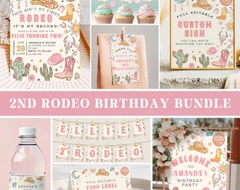 My Second Rodeo Birthday Bundle Wild West Birthday Bundle Girl Rodeo Party Favors Cowgirl Western 2nd Birthday