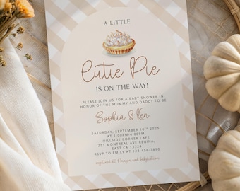 Inbjudan till Cutie Pie-babyshower, En liten Cutie Pie är på väg Babyshower-inbjudan, höstbabyshower, Cutie Pie-baby