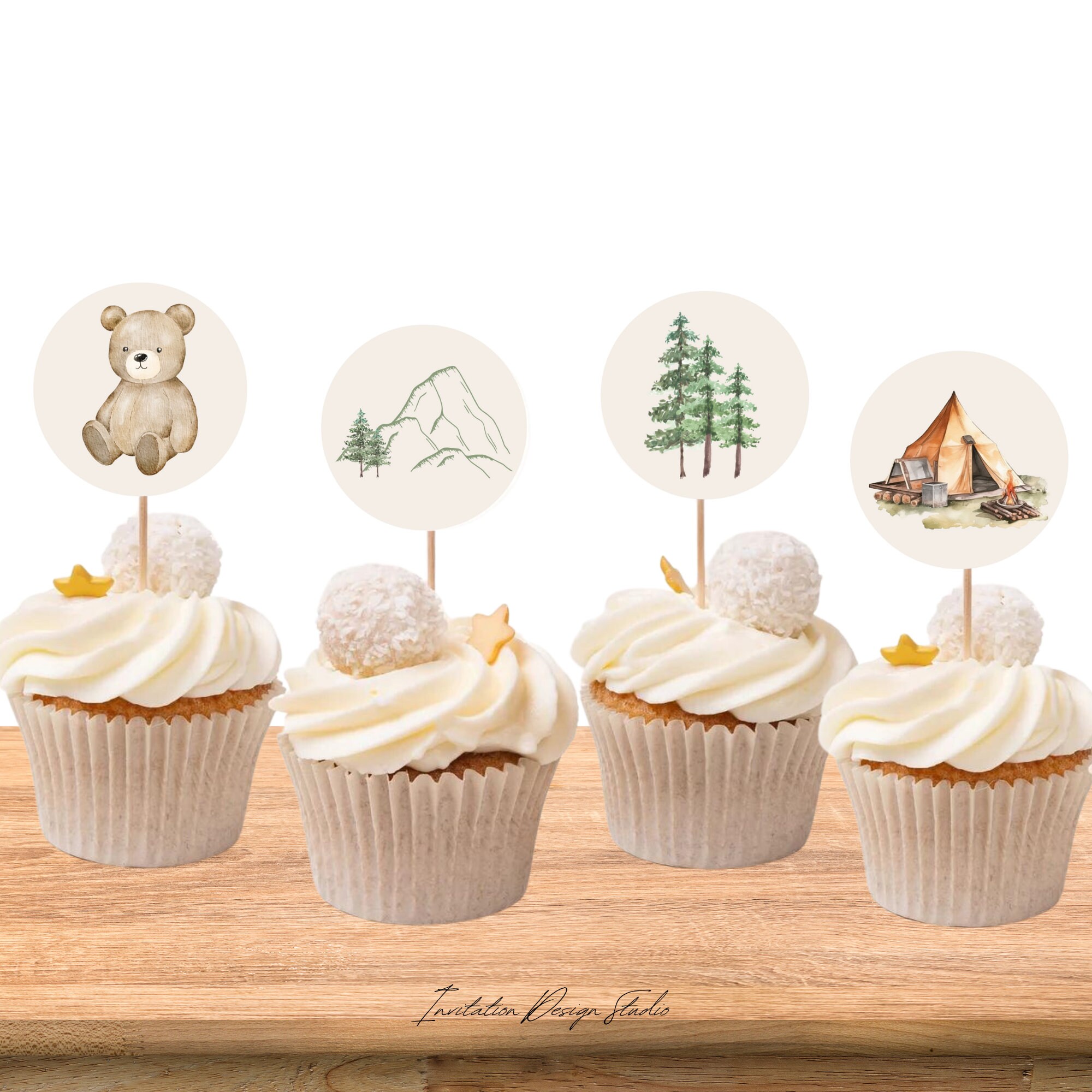 One Happy Camper Cupcake Toppers Happy Camper Decor One Camper - Etsy