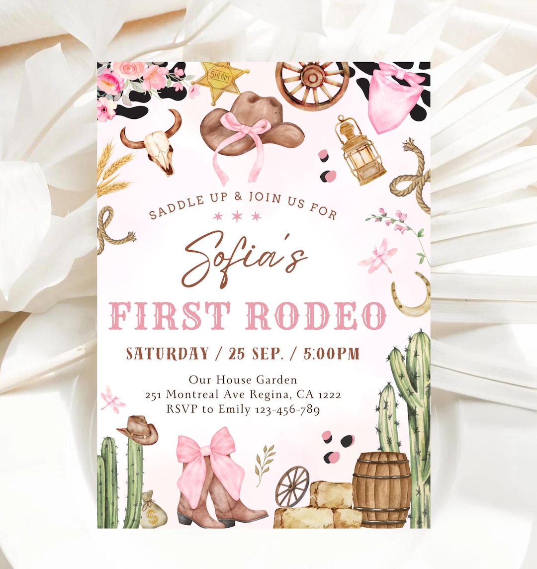 Girl First Rodeo Birthday Invitation Rodeo Girl Birthday Invitation ...