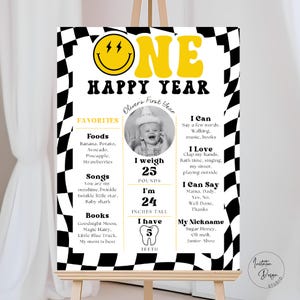 One Happy Dude Milestone Sign Smiley Face Birthday Party Sign One Cool Dude Party Favors