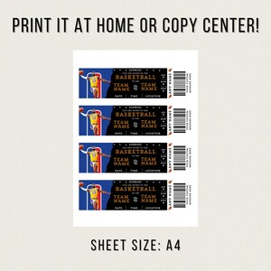 Editable Sports Ticket Template Custom Event Tickets PERSONALIZED FOR ...