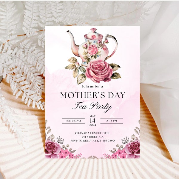 Mother's Day Tea Party Invitation Afternoon Tea Party Invitation Ladies High Tea Party Invitation