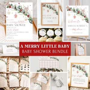 A Merry Little Baby Shower Bundle Santa Baby Shower Bundle Christmas Baby Shower Bundle Winter Baby Shower Decor
